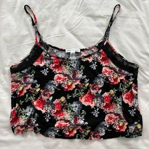 Floral Crochet Flowy Crop Tank Top